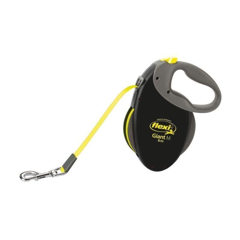 Laisse sangle TRIXIE flexi GIANT - Taille M - 8m - Noir et Jaune Fluo