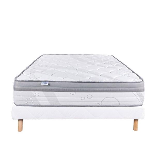 LUXURY LITERIE - Ensemble matelas + sommier - VISCOPLUS - 160 x 200 cm - Tapissier - Ferme - Face été/hiver