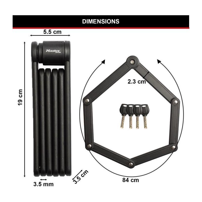 Antivol Vélo Pliable MASTER LOCK - Sécurité en Acier Trempé