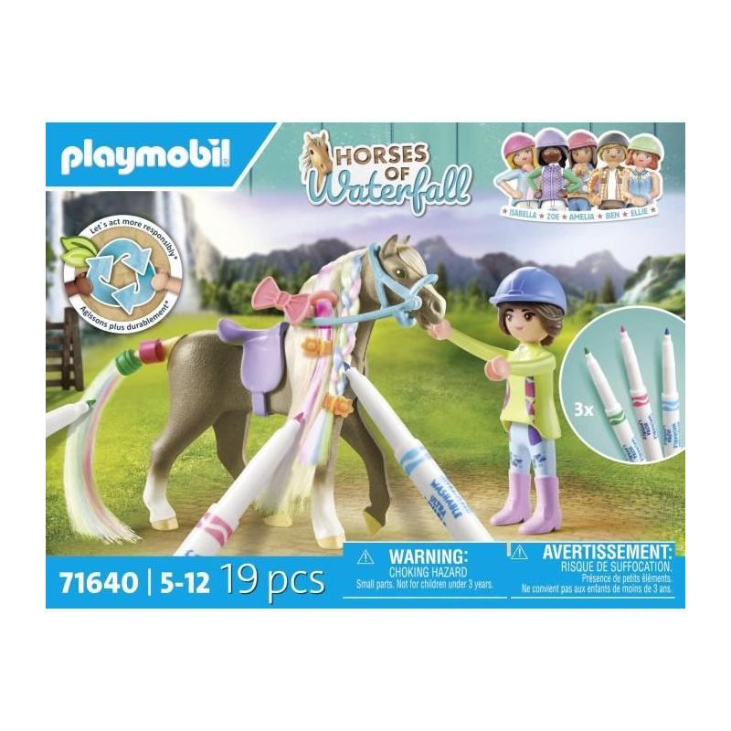 Colorie et joue avec le Cavalière et son cheval de la cascade PLAYMOBIL 71640!