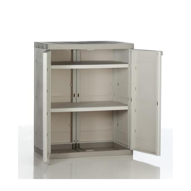 Armoire basse 2 portes TITANIUM Plastiken Beige/Taupe