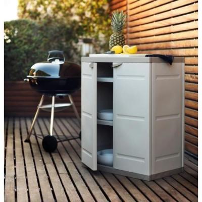 Armoire basse 2 portes TITANIUM Plastiken Beige/Taupe