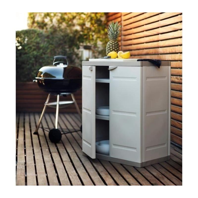 Armoire basse 2 portes TITANIUM Plastiken Beige/Taupe