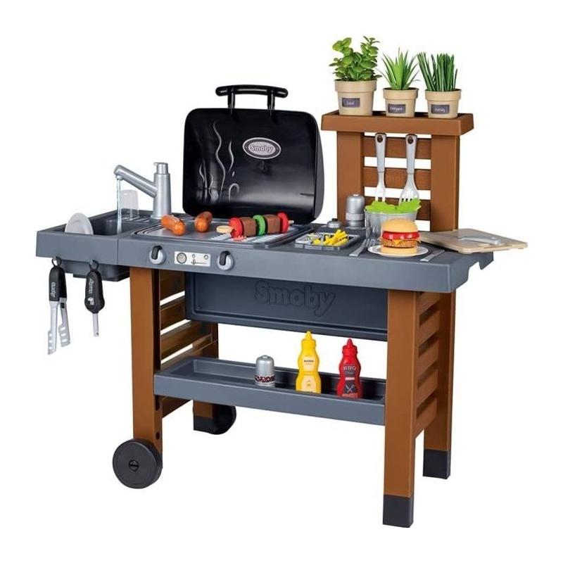 Cuisine d'Extérieur Évolutive Smoby - Grill et Plancha - 40 Accessoires - Fabriqué en France