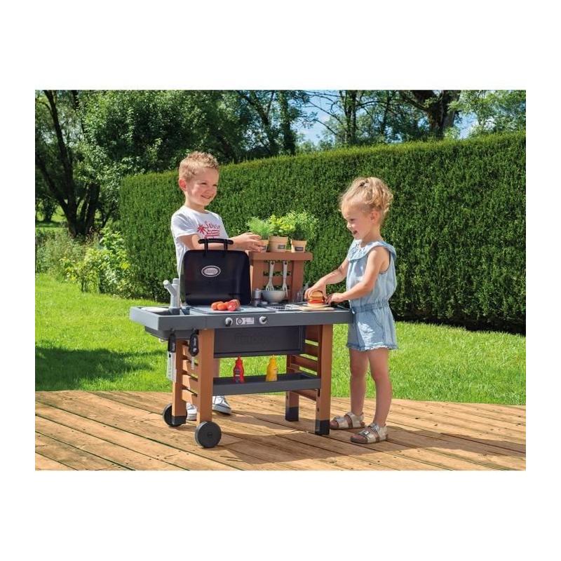 Cuisine d'Extérieur Évolutive Smoby - Grill et Plancha - 40 Accessoires - Fabriqué en France