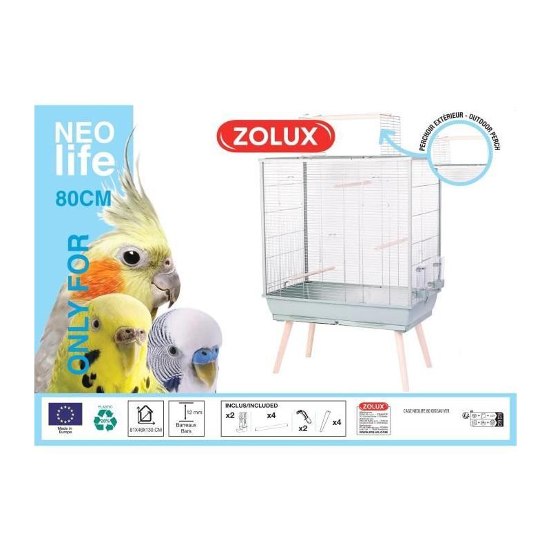 Cage surélevée pour oiseau Zolux - Vert - Spacieuse et design