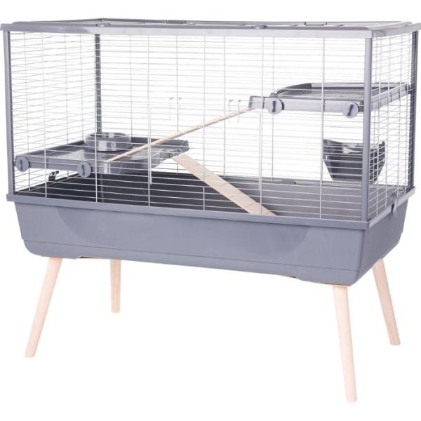 Cage rongeur surélevée - Zolux - Néolife - 2 étages pour lapin - 99 x 54 x 92 cm - Gris