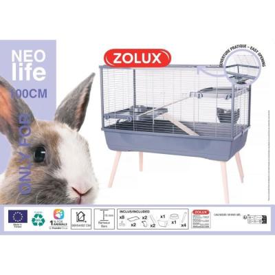 Cage rongeur surélevée pour lapin - 2 étages - Gris