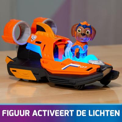 PAW Patrol - Pat Patrouille - Véhicule + Figurine Zuma du Film - Voiture Figurine À Collectionner - Sons Lumières - Pat