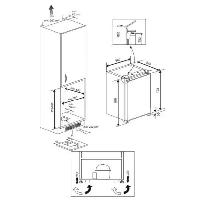 Beko B1854N frigo combine Intégré 110 L E Blanc