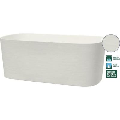 Jardinière avec réserve d'eau 100% recyclable - Blanc 50 x 17 cm