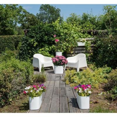 Jardinière avec réserve d'eau 100% recyclable - Blanc 50 x 17 cm