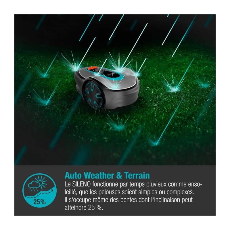 Tondeuse robot GARDENA SILENO minimo 250 - Bluetooth - 250m² - Triple lames pivotantes