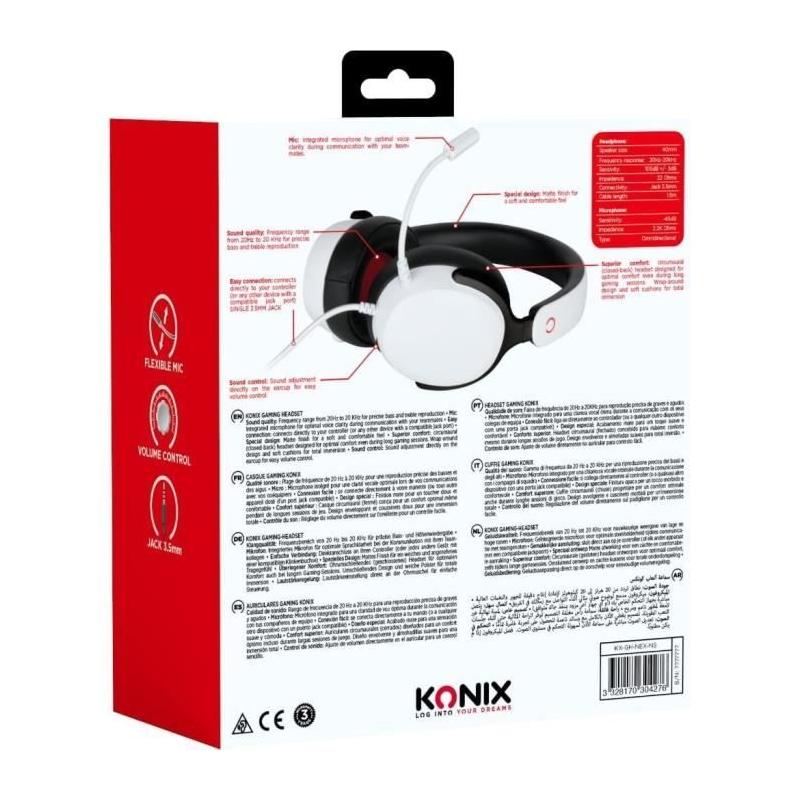 Casque gamer KONIX Nexus Nintendo Switch 2 Blanc