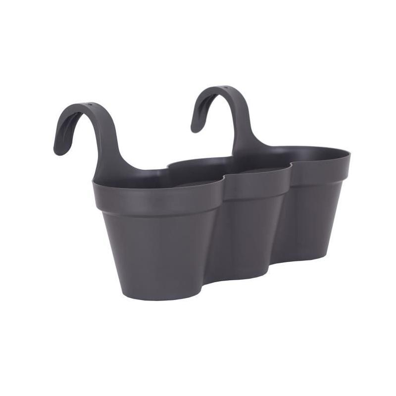Pot de fleurs pour balcon Capri Individ - 30,5 x 54 x H 28 cm - Gris anthracite