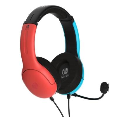 Casque gaming filaire PDP Airlite Nintendo Switch - Bleu néon et rouge