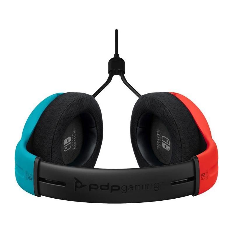 Casque gaming filaire PDP Airlite Nintendo Switch - Bleu néon et rouge