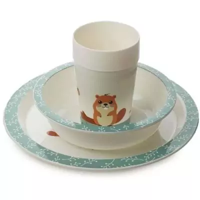 Ensemble repas micro-ondes THERMOBABY - Castor - Assiette, bol, gobelet