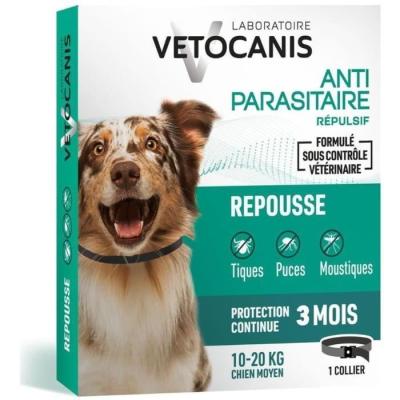Collier répulsif puces tiques et moustiques pour chien - Lot de 2