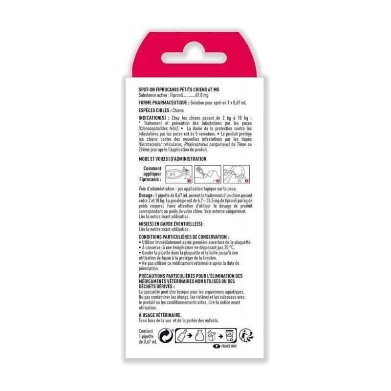 Traitement antiparasitaire Pipette pour petit chien - VETOCANIS