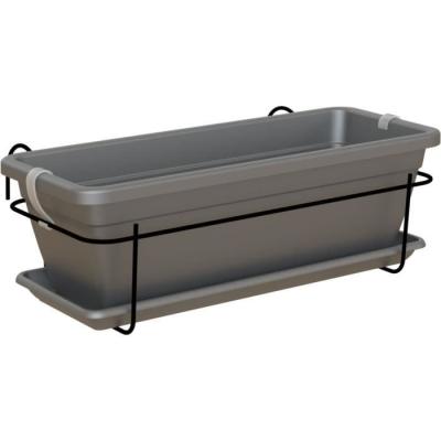 Kit jardinière balcon ARTEVASI VENEZIA 50cm anthracite - Avec réserve d'eau