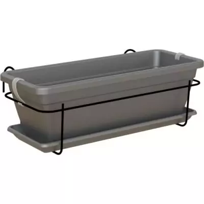 Kit jardinière balcon ARTEVASI VENEZIA 50cm anthracite - Avec réserve d'eau
