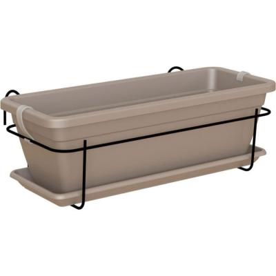 Kit balcon ARTEVASI - Jardinière Venezia 50cm taupe - Déco florale chic