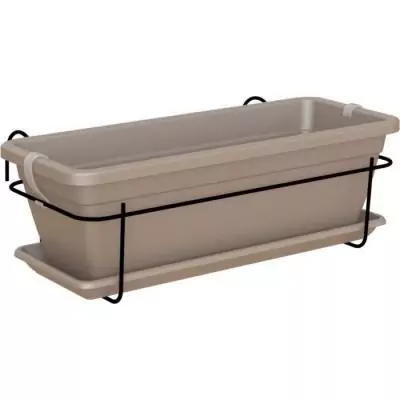 Kit balcon ARTEVASI - Jardinière Venezia 50cm taupe - Déco florale chic
