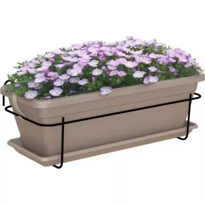 Kit balcon ARTEVASI - Jardinière Venezia 50cm taupe - Déco florale chic