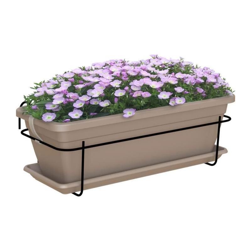 Kit balcon ARTEVASI - Jardinière Venezia 50cm taupe - Déco florale chic
