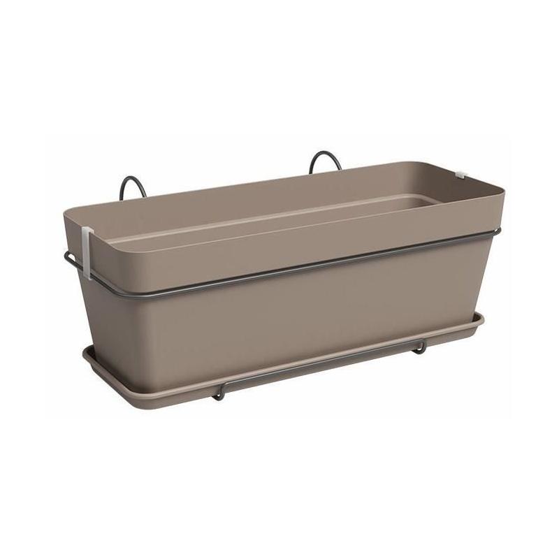 Jardinière rectangulaire taupe en plastique - Idéale pour vos plantes - 