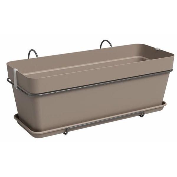 ARTEVASI Kit Jardiniere - Plastique - Taupe - Rectangulaire - L50,2 x P28,5 x H20,7cm