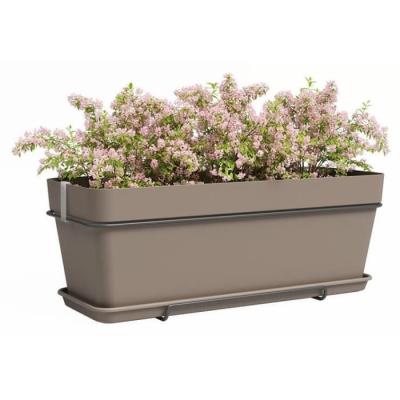 Jardinière rectangulaire taupe en plastique - Idéale pour vos plantes - 