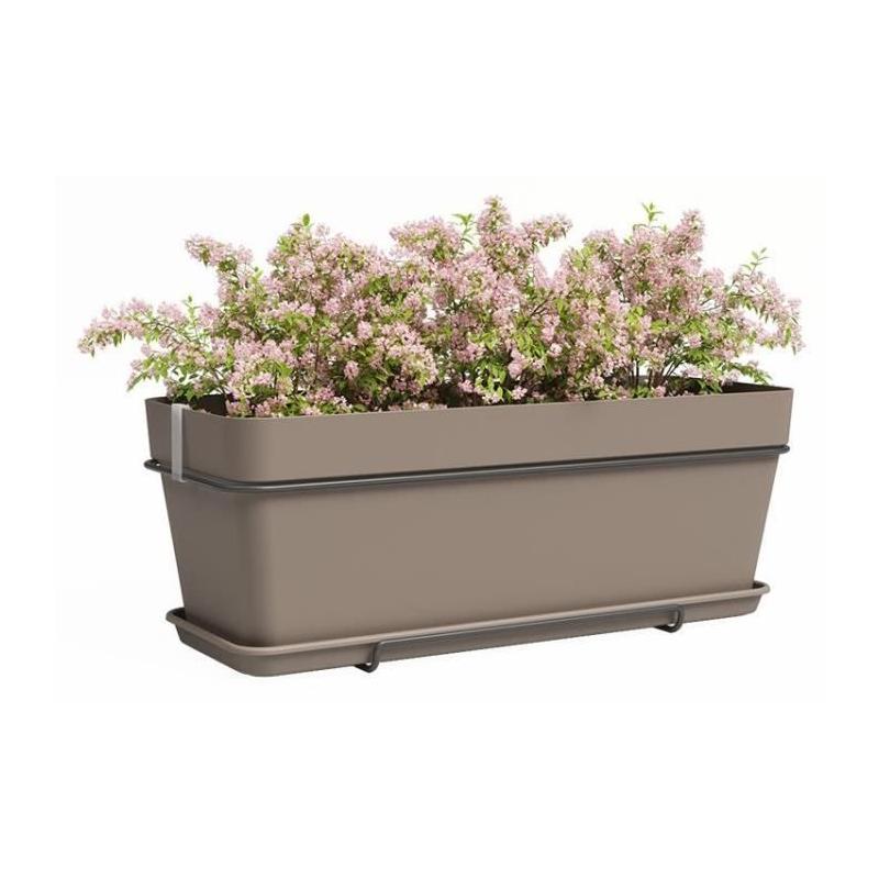Jardinière rectangulaire taupe en plastique - Idéale pour vos plantes - 