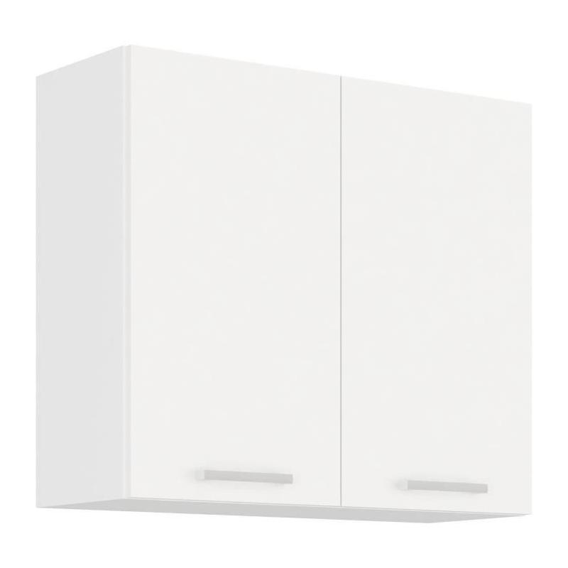 Meuble haut 2 portes battantes ATLAS - Blanc - L80 x P31 x H72