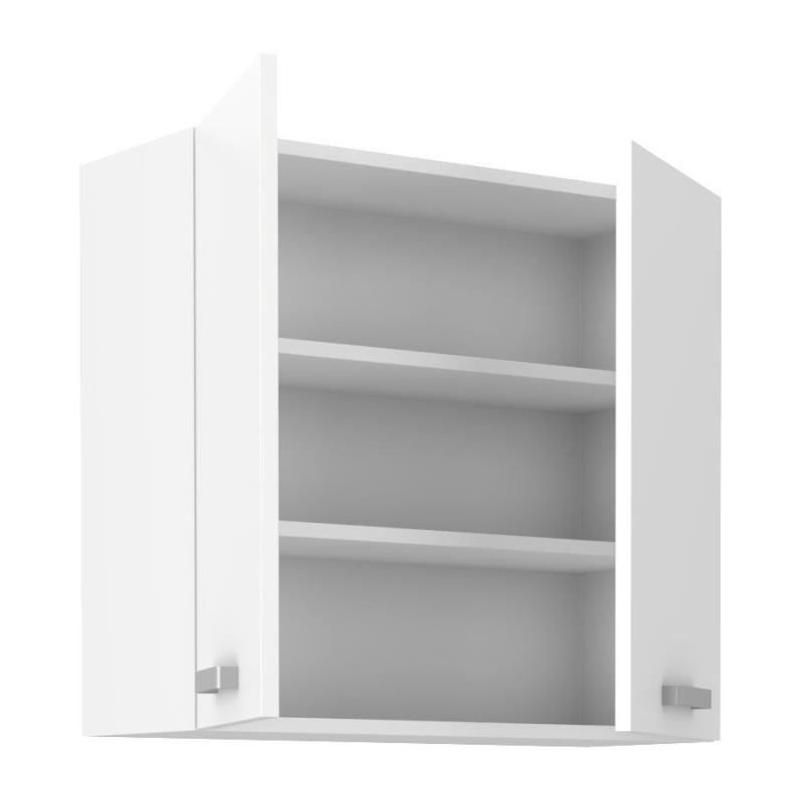 Meuble haut 2 portes battantes ATLAS - Blanc - L80 x P31 x H72
