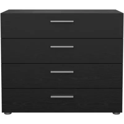 Commode PEPE 4 tiroirs Noir Frêne - Organisation élégante Commode PEPE 4 tiroirs Noir Frêne - Organisation élégante