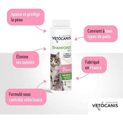 Shampoing sec VETOCANIS - 150gr pour Chat