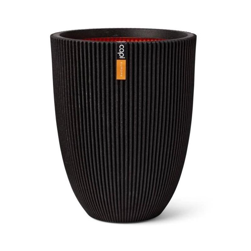Cache-pot Capi Vase élégant Groove 46x58 cm Noir 445497