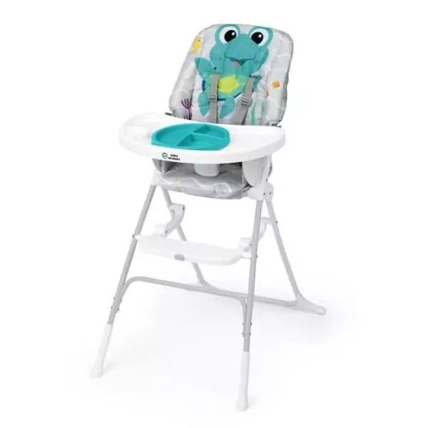 BABY EINSTEIN NEPTUNE Chaise haute bébé de 6 mois a 3 ans inclus: tapis d'eau, assiette sécurisé, tablette et poche de range