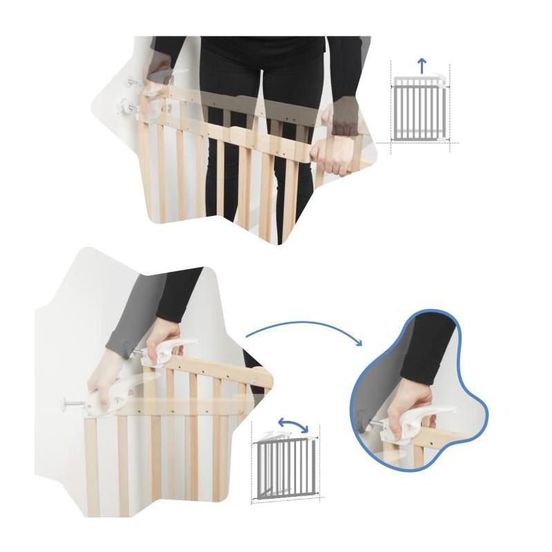 Barrière de Sécurité Déco Pop : Extensible 63-106cm, Bois Naturel