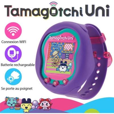 Tamagotchi Uni: Animal virtuel violet avec bracelet montre