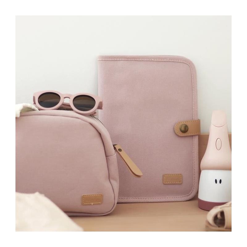 Protège carnet de santé BEABA en toile rose poudré
