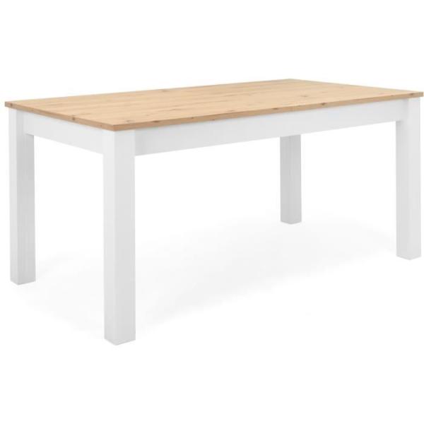 Table a manger extensible BERGEN - Décor chene artisan et blanc - Rallonge 55 cm - Jusqu'a 12 personnes - L 160-215 x P 90 x H
