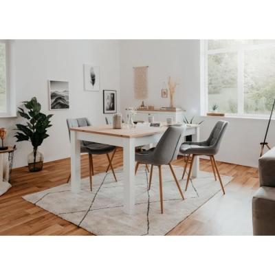 Table à manger extensible BERGEN - Décor chêne artisan et blanc