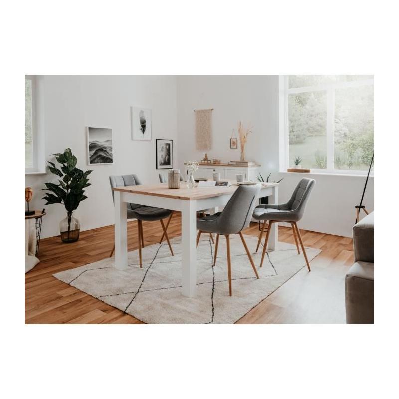 Table à manger extensible BERGEN - Décor chêne artisan et blanc