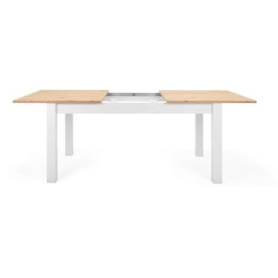Table à manger extensible BERGEN - Décor chêne artisan et blanc