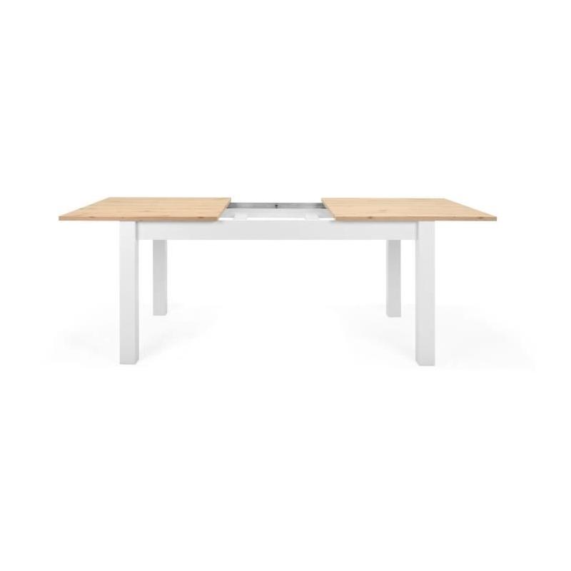 Table à manger extensible BERGEN - Décor chêne artisan et blanc