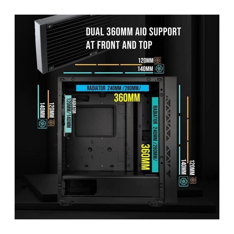 Boitier PC sans alimentation - BITFENIX Tracery ARGB (Noir) - Moyen tourE-ATX