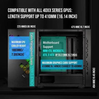 Boitier PC sans alimentation - BITFENIX Tracery ARGB (Noir) - Moyen tourE-ATX